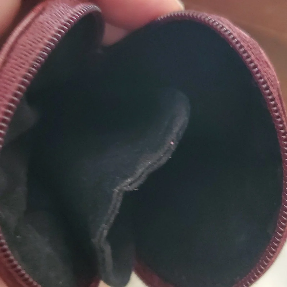 Burgundy color genuine leather eyeglass case. AG